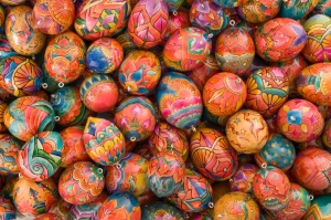 Gourd eggs are individual. I draw designs on each one, no two are the same. 